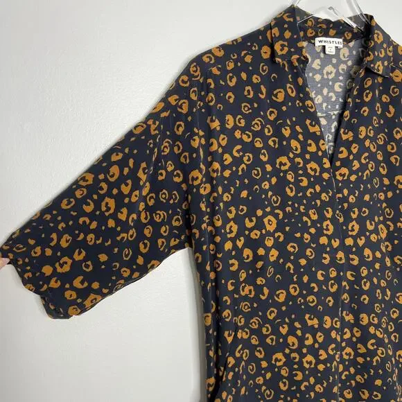 Whistles Lola Cheetah Print Shirt Dress Small Black Brown Animal Print Neutral - Picture 8 of 15